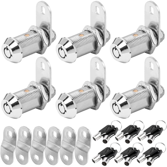 Cam Lock RV Storage Locks Keyed Alike, 1-1/8" Fits 7/8" Max Door Thickness, RV Compartment Locks for Camper Trailer Locks with (1-1/8 Inch 6Pack)