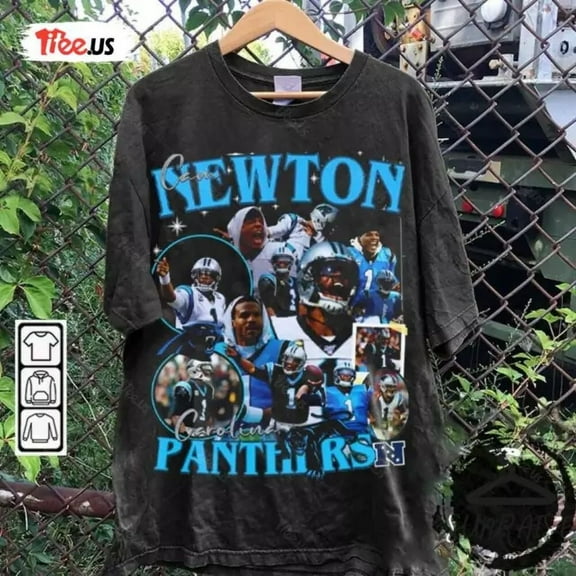Cam Newton Vintage 90s Graphic Unisex T-Shirt American Football,Black Color,Size M
