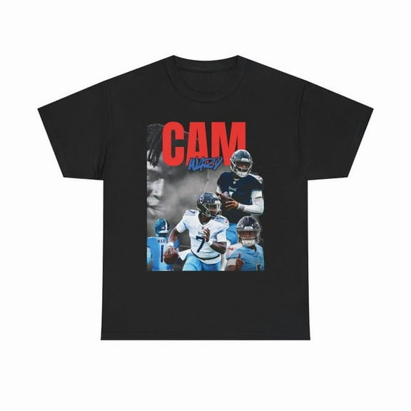 Cam Ward Graphic Football T-shirt, Tennesse Titans Unisex Tee - Sports Fan Apparel, Football Lover Gift, Game Day Shirt, Football,Black Color,Size 2XL