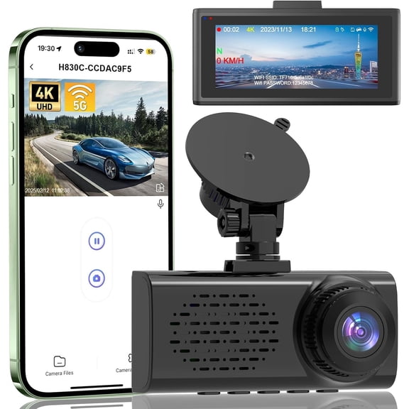 Cam for , 4K 2160P Front  Camera | -in G-Sensor, 5GHz WiFi, iOS/Android Mobile App, 24H Parking Mode, Loop Recording, WDR, Night Vision