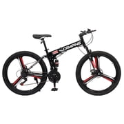 CamPingSurvivals 26in 150kg 21-Speed Shimano Variable Speed High Carbon Steel Land Rover Tri-Knife Wheels Foldable Mountain Bike Black