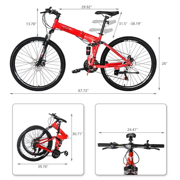CamPingSurvivals 26in Land Rover Shimano TX30 High Carbon Steel 100kg 21 Speed Red Black Mountain Bike