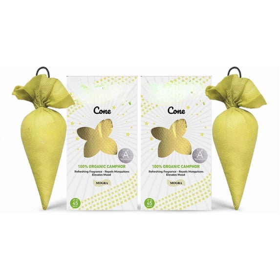 Mogra Camphor Cone Air Freshener, Natural Kapoor for Room, Car & Closet, Long Lasting Fragrance, Pack of 2