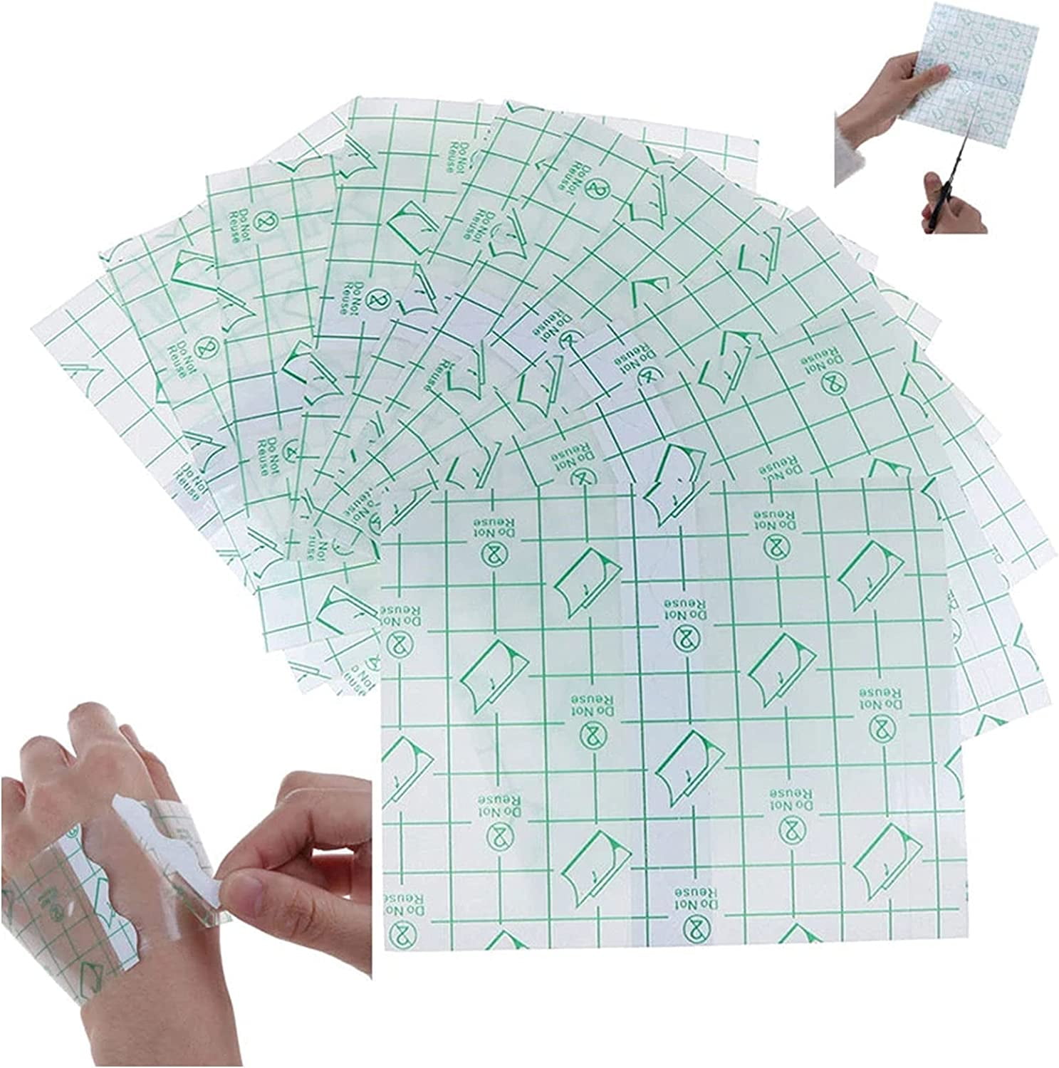 GLEEMEN Tattoo Folie 50 Blätter – Wasserdichte Atmungsaktive Tattoo-Aftercare (10x12 Cm) Zum Duschen & Heilen