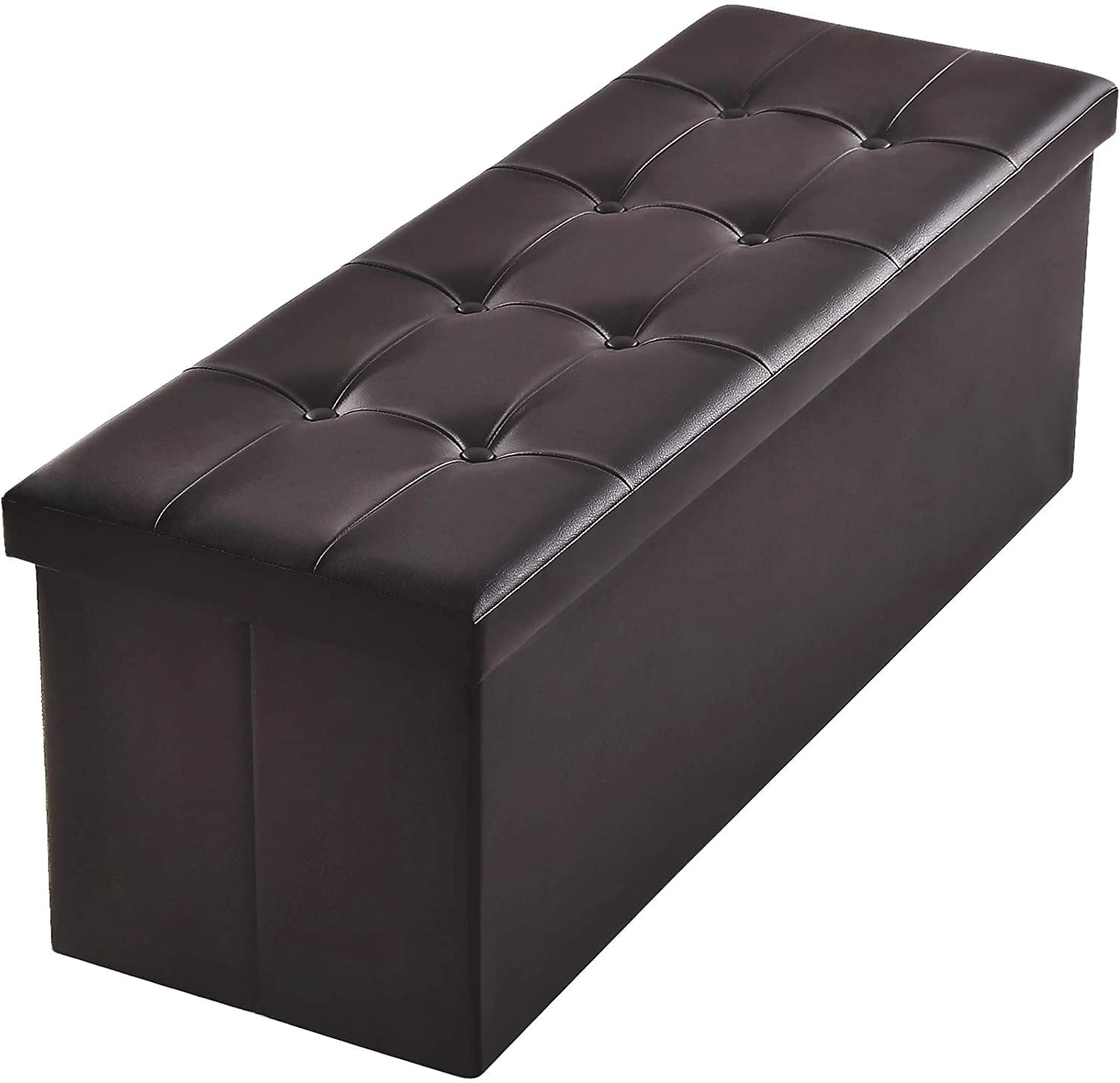 Camabel Folding Ottoman Storage Bench Cube 43 inch Hold up 700lbs Faux ...