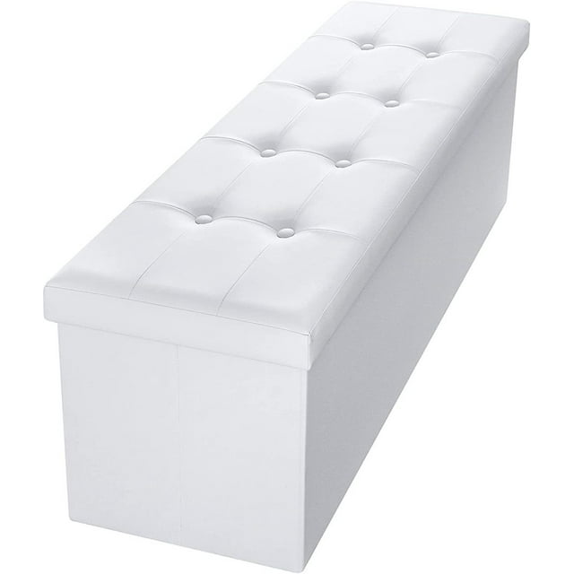 "Camabel 43"" Faux Leather Ottoman Storage Bench, Foldable Foot Flip