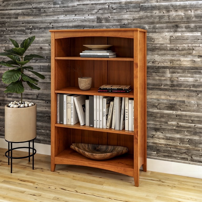 Camaflexi 48” Shaker Style 4-Shelf Wooden Bookcase Closed Back