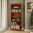 thumbnail image 1 of Camaflexi 72” Shaker Style 6-Shelf Wooden Bookcase Closed Back Storage Shelf, Brown, 1 of 5