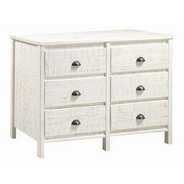 Camaflexi Baja 6 Drawer Dresser Solid Wood Dresser Organizer Storage Cabinet, Shabby White