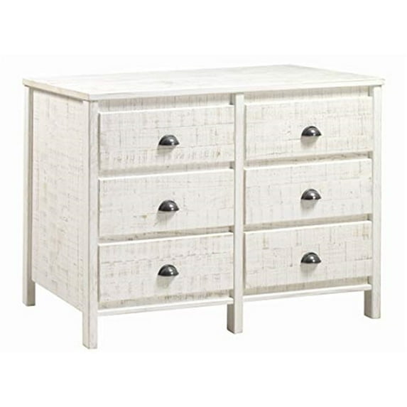 Camaflexi Baja 6 Drawer Dresser Solid Wood Dresser Organizer Storage Cabinet, Shabby White