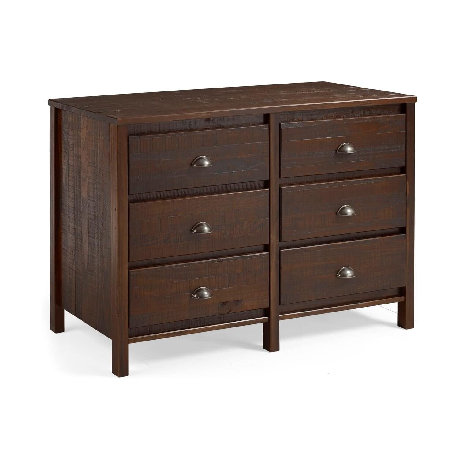Farmhouse Walnut Double Dresser with Felt-Lined Drawers