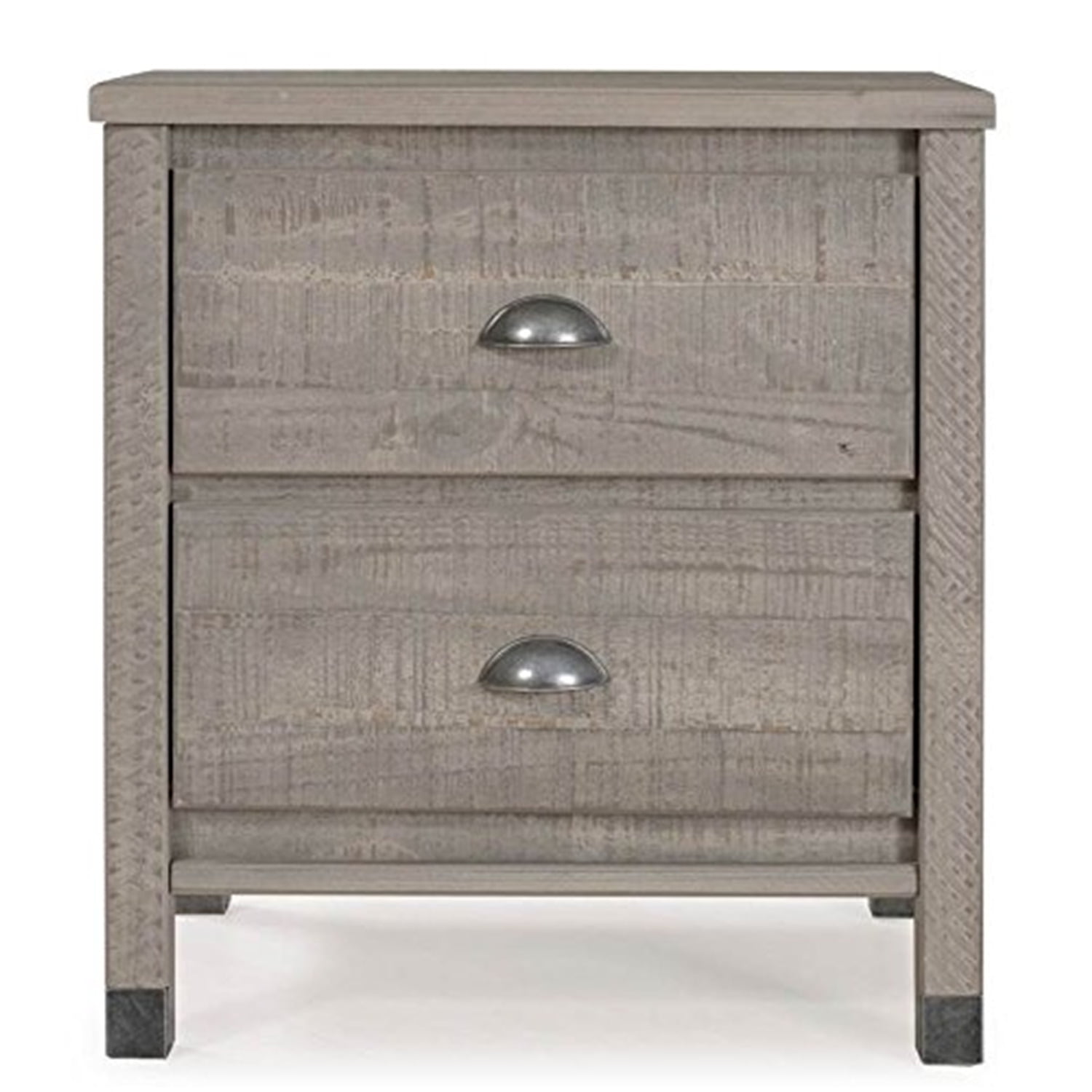 Baja Rustic Grey Solid Pine 2-Drawer Nightstand