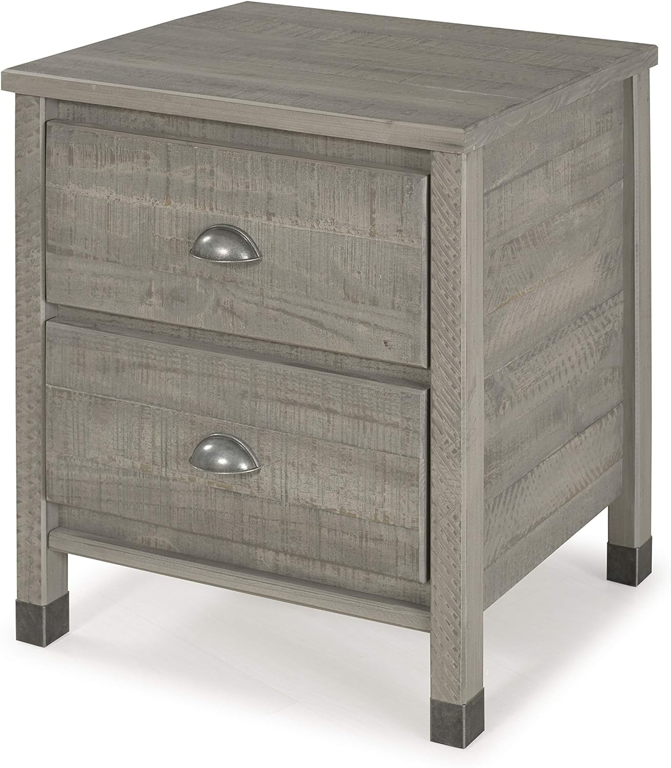 Baja Rustic Grey Solid Pine 2-Drawer Nightstand