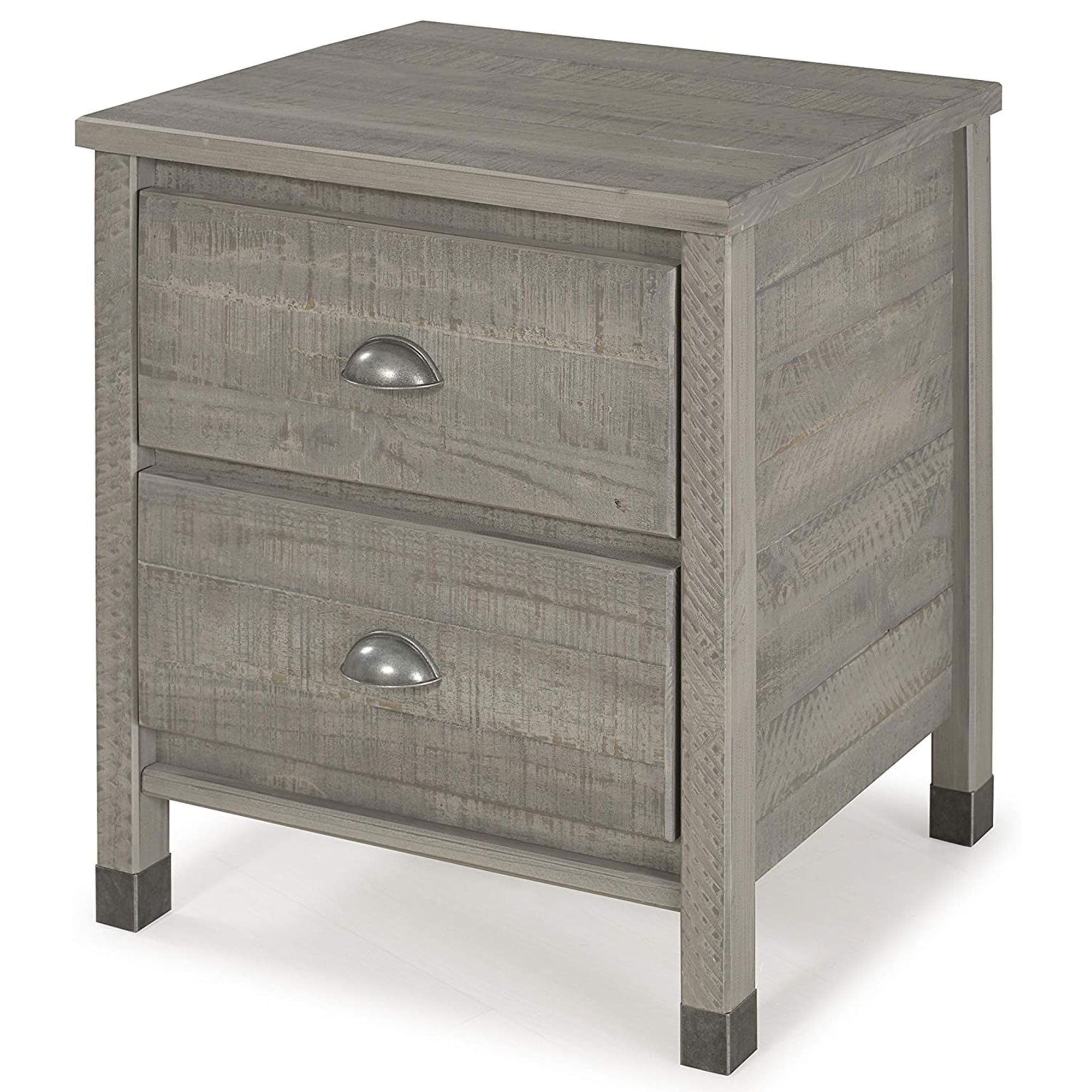 Baja Rustic Grey Solid Pine 2-Drawer Nightstand