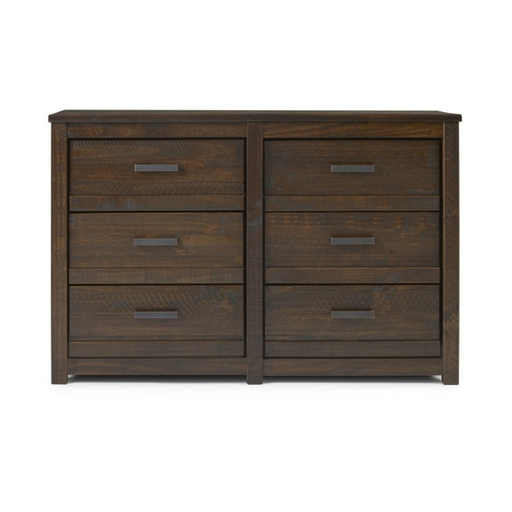 Camaflexi Carmel 6 Drawer Dresser Solid Wood, Antique Walnut