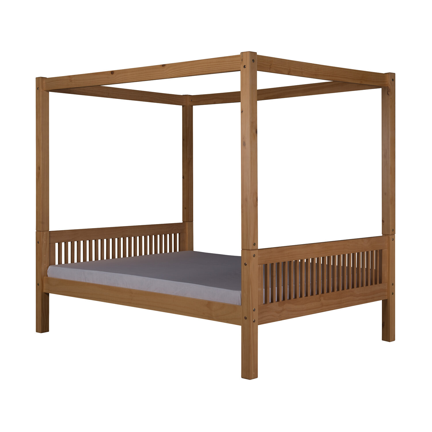 Camaflexi Full Size Canopy Bed Mission Headboard Natural Finish
