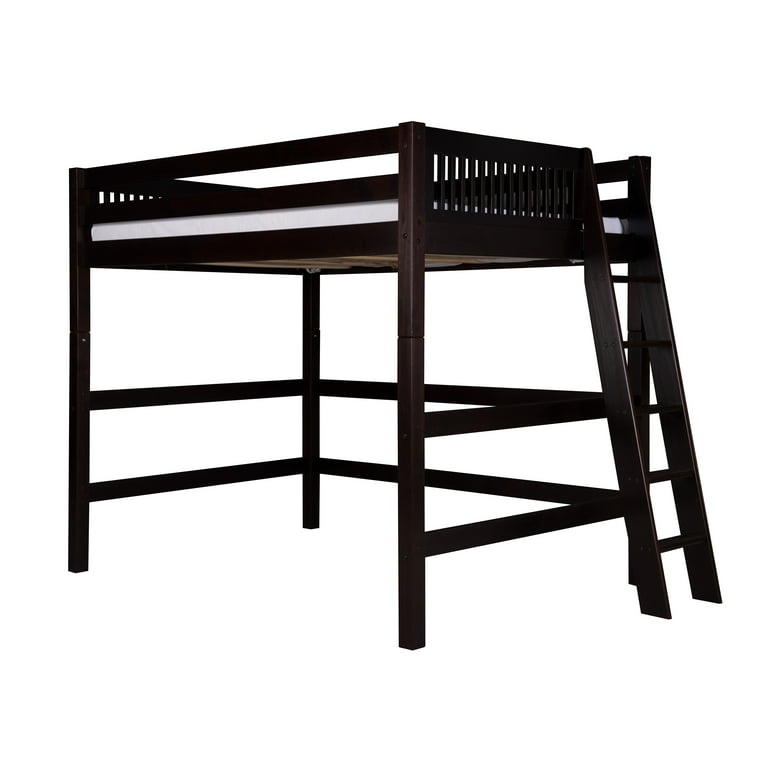 Camaflexi Full Size High Loft Bed Mission Headboard Lateral Ladder Cappuccino Finish Walmart
