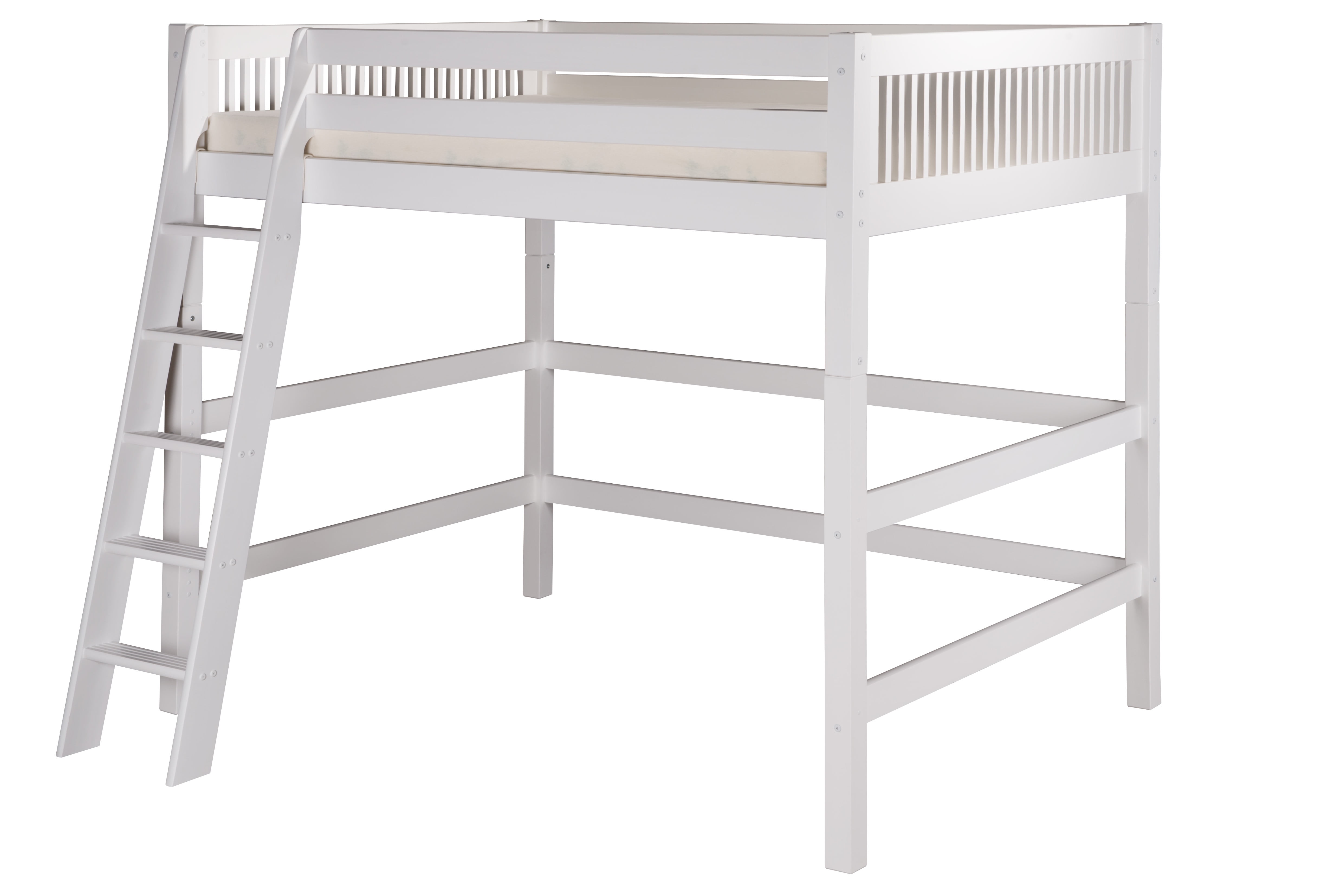 Camaflexi Full Size High Loft Bed Mission Headboard White Finish