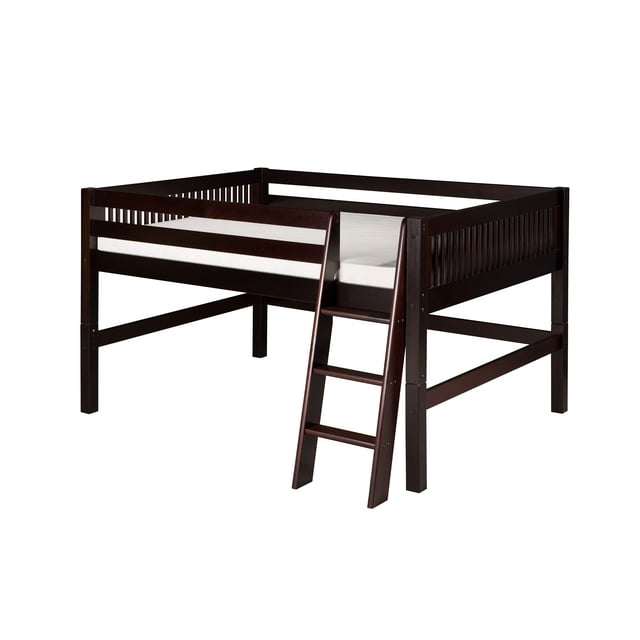 Camaflexi Full Size Low Loft Bed Mission Headboard Cappuccino Finish