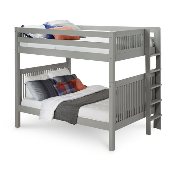 Camaflexi Full over Full Bunk Bed - Mission Headboard - Bed End Ladder - Grey Finish