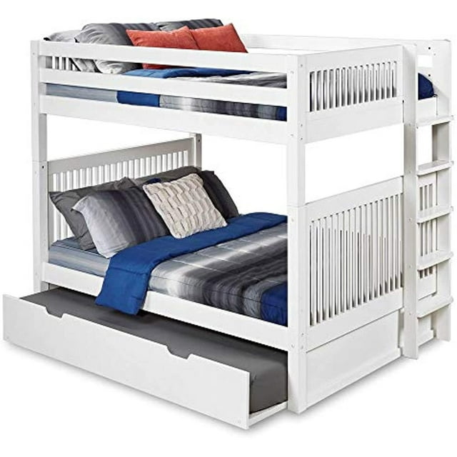 Camaflexi Full over Full Bunk Bed with Twin Trundle Mission Headboard