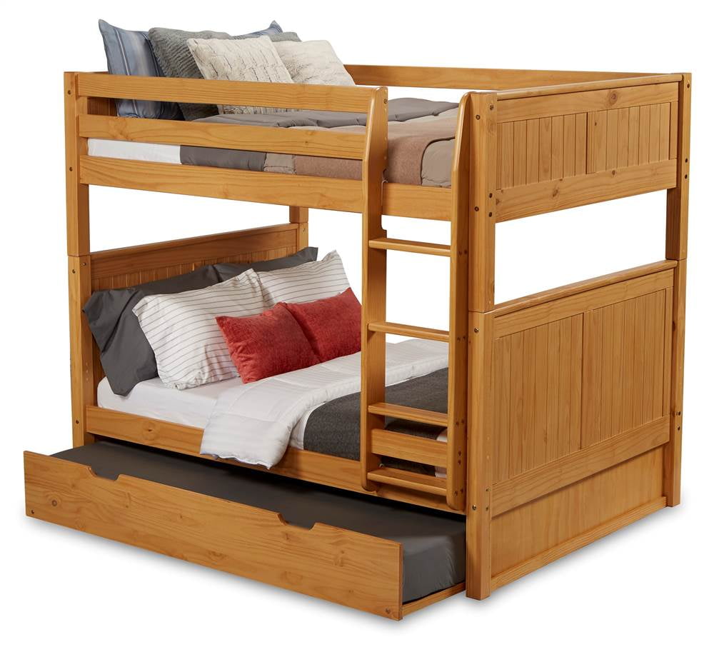 Camaflexi Full over Full Bunk Bed with Twin Trundle Panel Headboard