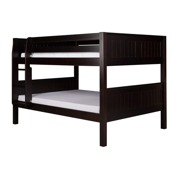 Camaflexi Full over Full Low Bunk Bed - Panel Headboard - Cappuccino Finish