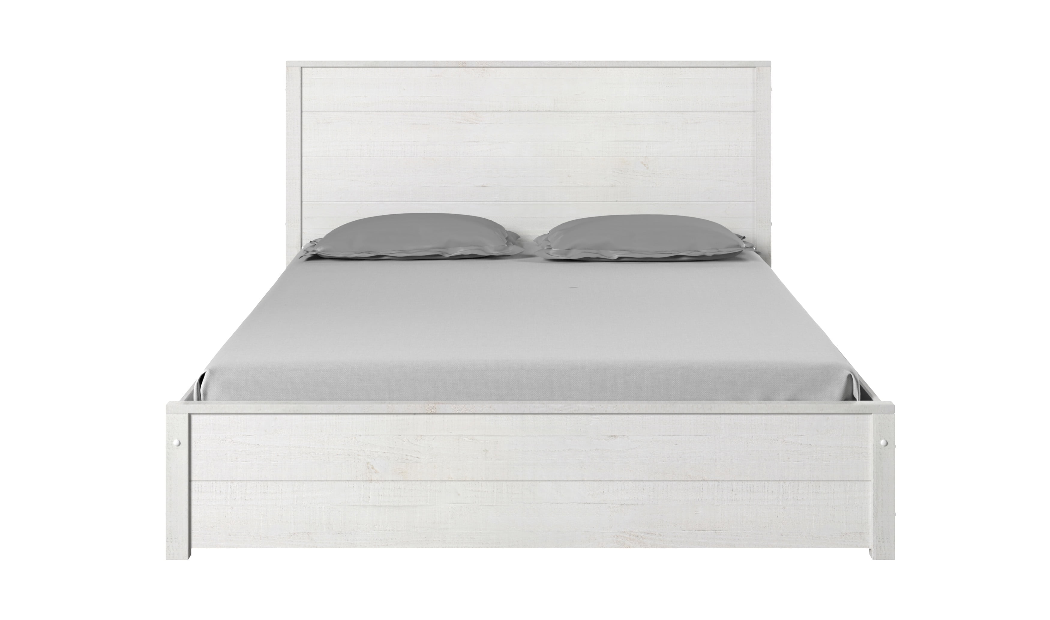 Camaflexi Hampton Solid Wood Queen Size Bed, Queen Bed Frame with Headboard, Coastal White Finish