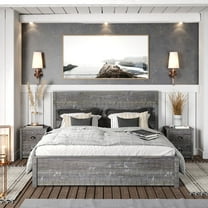 Camaflexi Hampton Solid Wood Queen Size Bed, Queen Bed Frame with Headboard, Granite Grey Finish