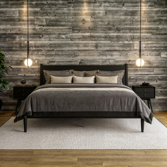 Camaflexi Mid Century Nightstand 2-Drawer Night Stand Cabinet, Black