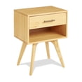 thumbnail image 1 of Camaflexi Mid Century Modern Nightstand 1 Drawer Night Stand with Open Shelf, Oak, 1 of 10