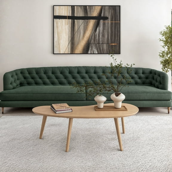 Camaflexi Mid Century Modern Coffee Table Small Tabletop Wood Coffee Desk, Light Oak