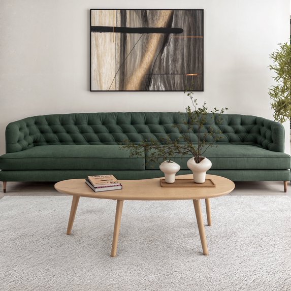 Camaflexi Mid Century Modern Coffee Table Small Tabletop Wood Coffee Desk, Light Oak
