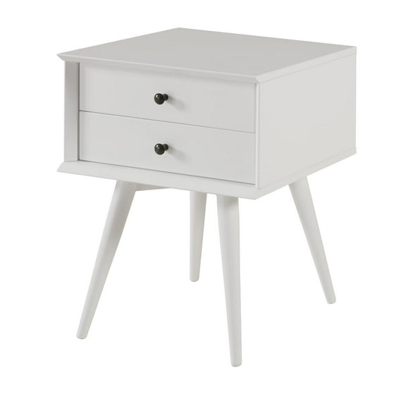 Camaflexi Mid Century Nightstand 2-Drawer Night Stand Cabinet, White