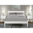 thumbnail image 1 of Camaflexi Mid Century Platform Bed Wood Panel Bed Frame with Headboard, Full, White, 1 of 9