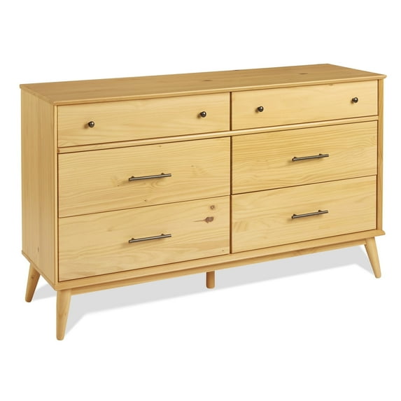 Camaflexi Mid Century Six Drawer Dresser - Scandinavian Oak Finish