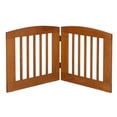 thumbnail image 1 of Camaflexi Ruffluv 2 Panel Wooden Dog Gate 24” Animal Barrier Pet Gate, Chestnut 100% Solid Wood, 1 of 4
