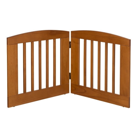 Camaflexi Ruffluv 2 Panel Wooden Dog Gate 24” Animal Barrier Pet Gate, Chestnut 100% Solid Wood