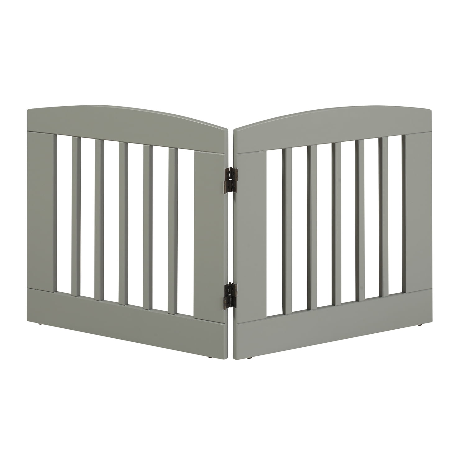 Camaflexi Ruffluv 2 Panel Wooden Dog Gate 24” Animal Barrier Pet Gate, Gray 100% Solid Wood