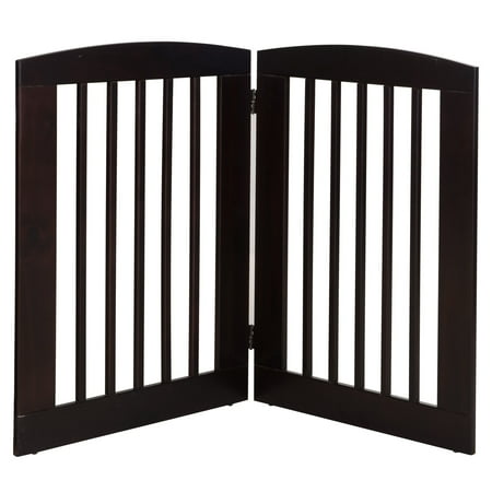 Camaflexi Ruffluv 2 Panel Wooden Dog Gate 36” Animal Barrier Pet Gate, Cappuccino 100% Solid Wood