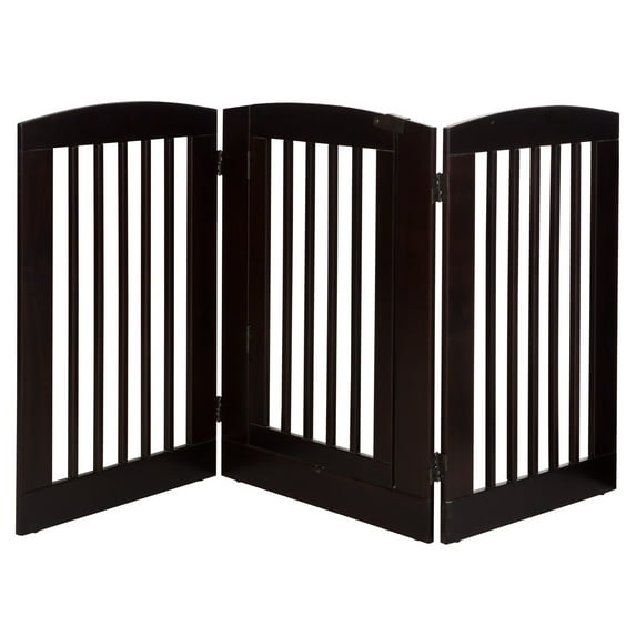 Camaflexi Ruffluv 3 Panel Wooden Dog Gate 36” Animal Barrier Pet Gate, Cappuccino 100% Solid Wood