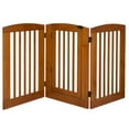 thumbnail image 1 of Camaflexi Ruffluv 3 Panel Wooden Dog Gate 36” Animal Barrier Pet Gate, Chestnut 100% Solid Wood, 1 of 7