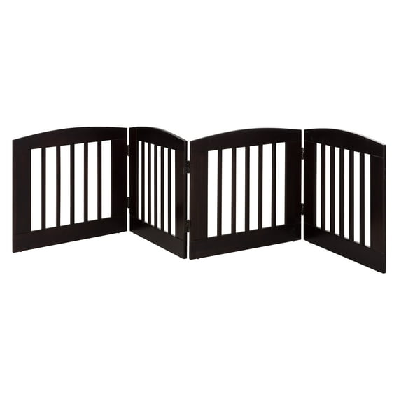 Camaflexi Ruffluv 4 Panel Expansion Pet Gate - Medium - 24"H - Cappuccino Finish-Color:Brown,Finish:Cappuccino,Material:Solid Wood,Style:Contemperary