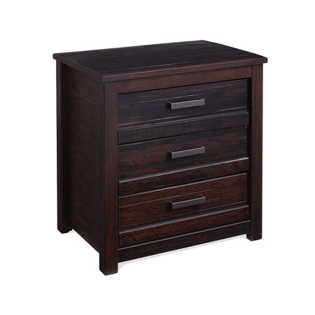 Camaflexi Carmel Solid Wood 3-Drawer Nightstand in Antique Walnut