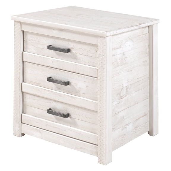 Camaflexi Rustic Nightstand 3-Drawer Night Stand Side Table & Organizer, White