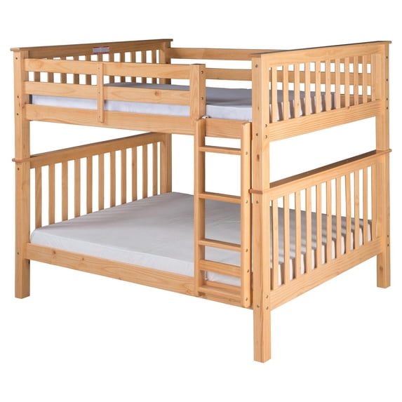 Camaflexi Santa Fe Mission Tall Bunk Bed Full over Full - Attached Ladder- with Twin Size Under Bed Trundle-Color:Brown,Finish:Natural,Material:Solid Wood,Size:Full over Full,Style:Contemperary