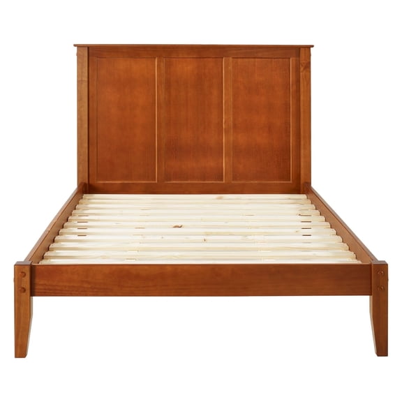 Camaflexi Shaker Style Queen Size Platform Bed with Flat Panel Headboard, Cherry FInish