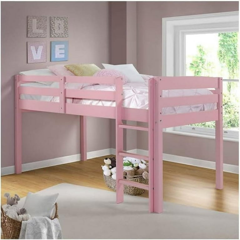 Camaflexi Tribeca Concord Junior Twin Size Loft Bed Solid Wood Bed Frame Pink 100 Solid Wood