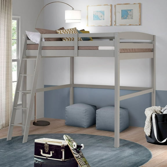 Camaflexi Tribeca Solid Wood High Loft Bed Frame Twin in Gray