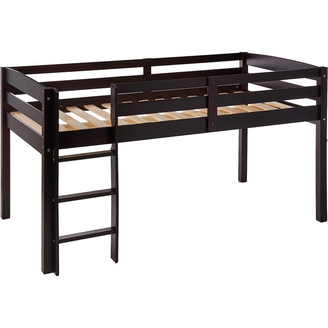 Camaflexi Tribeca Solid Wood Low Loft Bed Frame / 14 Wood Slats and 2